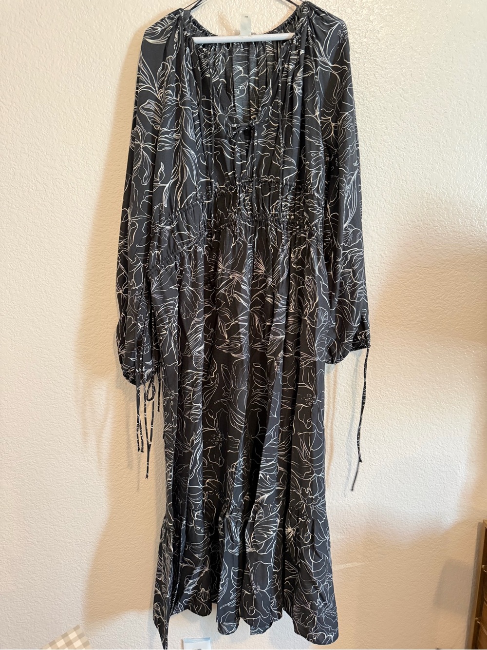 H&M Black Maxi Dress with White Floral Outline